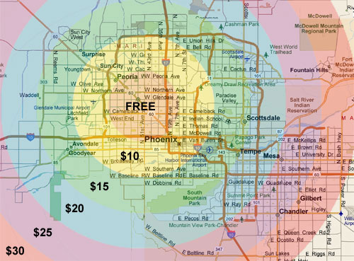 phoenix map radius circles