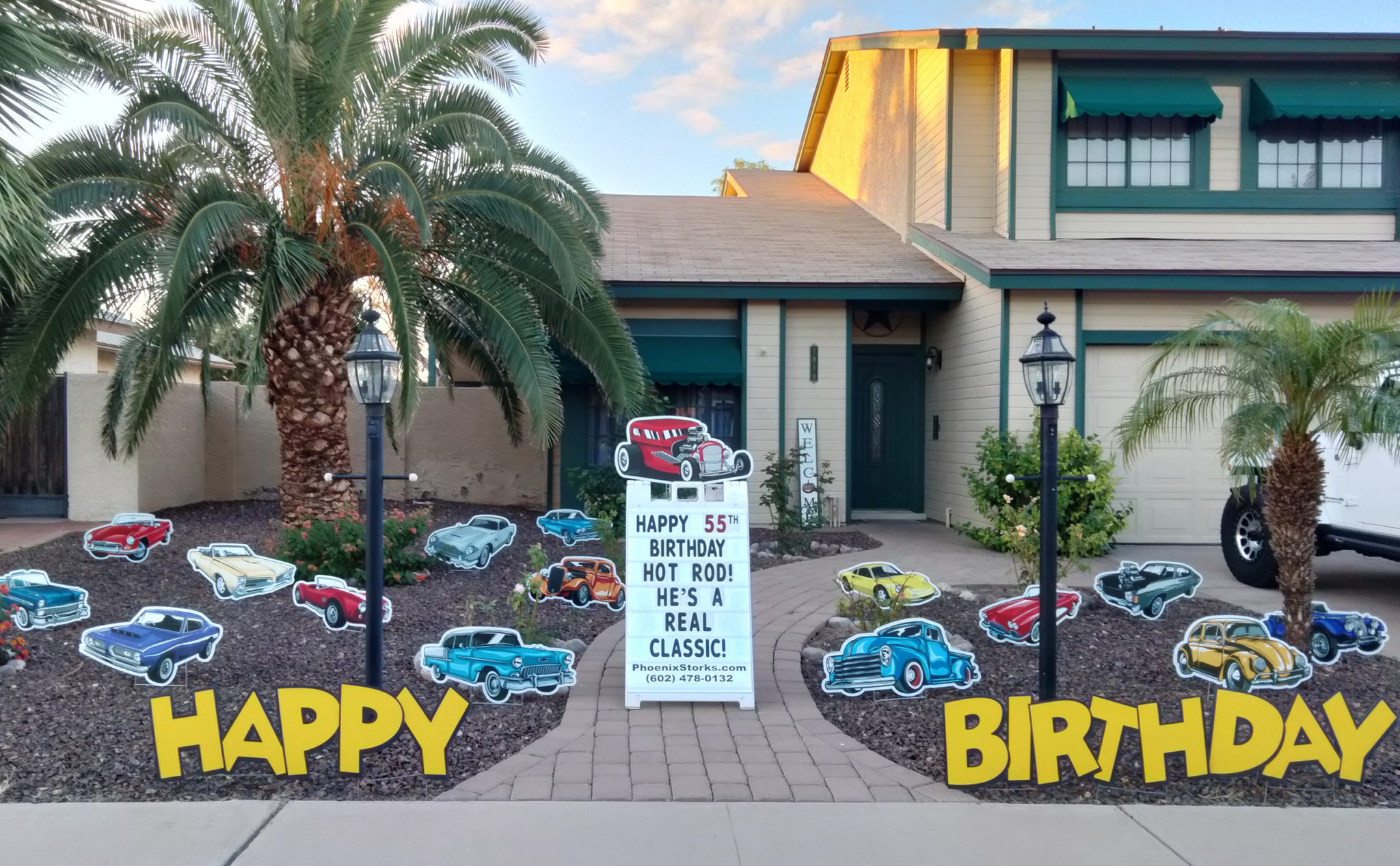 Birthday Yard Signs and Baby Lawn Announcements in AZ by Phoenix Storks.