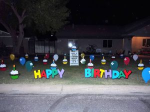 Balloons Cupcakes Multi-Colored Happy Birthday